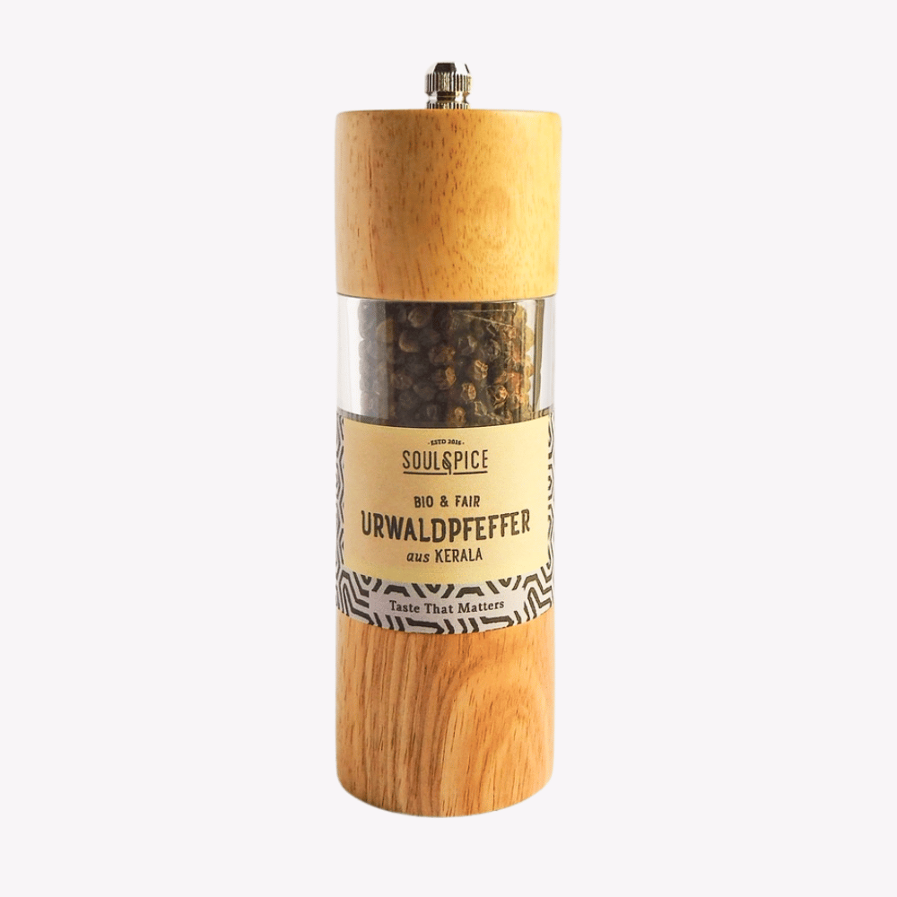 Pfeffermühle mit Urwaldpfeffer aus Kerala