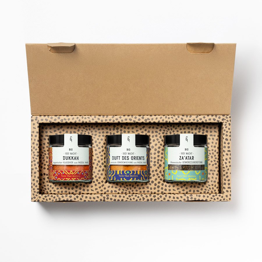 Orient Essentials Geschenkbox mit Zaatar, Dukkah, Duft des Orients